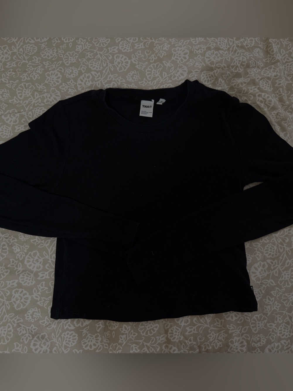 TNA Black Crewneck Slim Ribbed Sweater